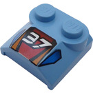 LEGO Medium blauw Helling 2 x 2 x 0.7 Gebogen met "37" zonder gebogen uiteinde (41855)