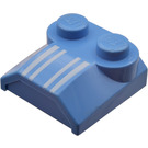 LEGO Medium blauw Helling 2 x 2 x 0.7 Gebogen met Wit Strepen zonder gebogen uiteinde (41855 / 48840)