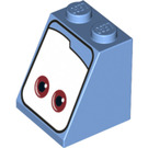 LEGO Mittelblau Steigung 2 x 2 x 2 (65°) mit Guido Augen mit Unterrohr (3678 / 32941)