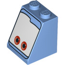 LEGO Bleu moyen Pente 2 x 2 x 2 (65°) avec Les yeux rouges sur blanc Background avec tube inférieur (3678 / 94873)