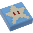 LEGO Medium Blue Tile 1 x 1 with Pixelated Tan Star with Groove (3070)