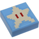 LEGO Medium Blue Tile 1 x 1 with Pixelated Tan Star with Groove (3070 / 69904)