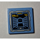 LEGO Medium blauw Tegel 2 x 2 met Batcomputer Minifigure Target Display Sticker met groef (3068)
