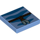 LEGO Bleu moyen Tuile 2 x 2 avec Braided Strap / Rope avec Argent Lames avec rainure (3068 / 100794)