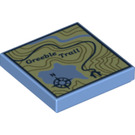 LEGO Bleu moyen Tuile 2 x 2 avec North Cardinal indiquer et Greeble Trail avec rainure (3068 / 27491)