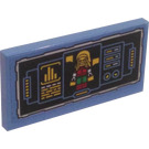 LEGO Medium Blue Tile 2 x 4 with Reggae Batman Life Readouts Sticker (87079)