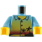 LEGO Medium blauw Torso met Hawaiian Shirt Patroon, sun en palm trees (973 / 76382)