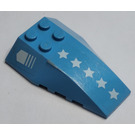 LEGO Medium blauw Wig 6 x 4 Drievoudig Gebogen met Wit Stars en Fading Pijl Links Sticker (43712)
