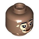 LEGO Medium Brown Dual-Sided Female Head with Vitiligo Patches and Smile / Wide Grin (Recessed Solid Stud) (3626 / 100951)