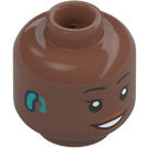 LEGO Medium Brown Female Face with Hearing Aid Head (Recessed Solid Stud) (3626 / 100326)