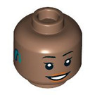 LEGO Medium Brown Female Face with Hearing Aid Head (Recessed Solid Stud) (3626 / 100326)