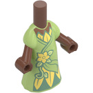 LEGO Brun Moyen Micro Corps avec Longue Jupe avec Yellowish Vert Robe avec Fleur (107898)