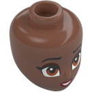 LEGO Medium Brown Minidoll Head with Dark Orange Eyes (Tiana) (92198 / 103972)