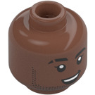 LEGO Medium Brown Minifigure Head with Decoration (Recessed Solid Stud) (3274)