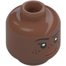 LEGO Medium Brown Soccer Player, Female, Blue Uniform, Dark Red Hair Minifigure Head (Recessed Solid Stud) (3626 / 100331)