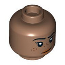 LEGO Medium Brown Soccer Player, Female, Blue Uniform, Dark Red Hair Minifigure Head (Recessed Solid Stud) (3626 / 100331)