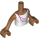 LEGO Medium donker vleeskleurig Andrea Torso, met Wit Halter Top en Magenta Halsketting Patroon (92456)