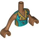 LEGO Medium mørkt kød Andrea med Gold og Turquoise musik Top Friends Torso (92456)