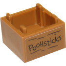 LEGO Medium Dark Flesh Box 2 x 2 with 'C.R' on front and 'Poohsticks' on back Sticker (59121)