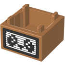 LEGO Medium Dark Flesh Box 2 x 2 with Pixelated Panda Eyes Sticker (2821)