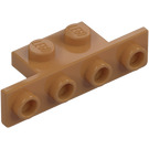 LEGO Carne medio scuro Staffa 1 x 2 - 1 x 4 con angoli arrotondati e angoli quadrati (28802)