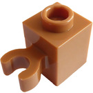 LEGO Medium Dark Flesh Brick 1 x 1 with Vertical Clip (Open 'O' Clip, Hollow Stud) (60475 / 65460)