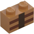 LEGO Medium Dark Flesh Brick 1 x 2 with Minecraft Crafting Table with Bottom Tube (3004 / 19178)