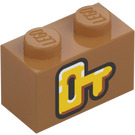 LEGO Medium Dark Flesh Brick 1 x 2 with Yellow Key with Bottom Tube (3004 / 103778)