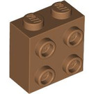 LEGO Mittleres dunkles Fleisch Backstein 1 x 2 x 1.6 mit Bolzen auf Eins Seite (1939 / 22885)