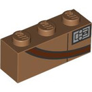 LEGO Середня темна м'якоть Цегла 1 x 3 з Червоний смужка (3622 / 104205)