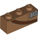 LEGO Mittleres dunkles Fleisch Backstein 1 x 3 mit rot Stripe (3622 / 104205)