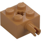 LEGO Carne medio scuro Mattoncino 2 x 2 con perno e foro per l'asse (6232 / 42929)