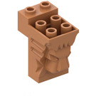 LEGO Medium Donker Vleeskleurig Steen 2 x 3 x 3 met Lion's Hoofd Carving en Uitsparing (30274 / 69234)