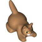 LEGO Mittleres dunkles Fleisch Crouching Katze mit Striped Kopf (6251 / 92823)