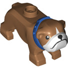 LEGO Mittleres dunkles Fleisch Hund - Bulldog mit Blau Collar (66260)