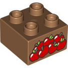 LEGO Medium Dark Flesh Duplo Brick 2 x 2 with Red Berries (3437 / 103926)