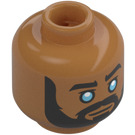 LEGO Medium mørkt kød Ezra Bridger med Mørkerød Robe Minifigur Hoved (Forsænket solid knops) (3274)