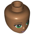 LEGO Medium Dark Flesh Female Minidoll Head with Andrea Green Eyes, Pale Pink Lips (92198)