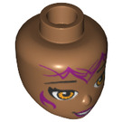 LEGO Medium Dark Flesh Female Minidoll Head with Magenta Tribal (24993 / 92198)