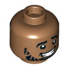 LEGO Medium donker vleeskleurig Hoofd met Baard en Haar op Terug met Zigzag Lines (Verzonken solide nop) (3626 / 100328)