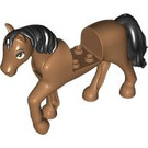 LEGO Medium Donker Vleeskleurig Paard met Zwart Haar en Groot Brown en Wit Ogen (103388)