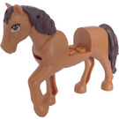 LEGO Medium Donker Vleeskleurig Paard met Brown Ogen en Brown Haar (72412)