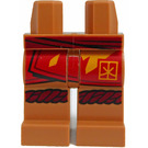LEGO Mittleres dunkles Fleisch Kai Hüften und Beine mit Dark rot Sash  (3815)