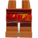 LEGO Medium Mörk Hud Kai Höfter och ben med Mörkröd Sash  (3815 / 81595)