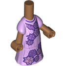 LEGO Medium Dark Flesh Micro Body with Long Skirt with Isabela Purple Flower Dress (83500)