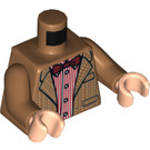 LEGO Medium Dark Flesh Minifig Torso with Tweed Suit Jacket over Red Stripe Shirt (973 / 76382)