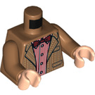 LEGO Medium mørkt kød Minifig Torso med Tweed Dragt Jakke over Rød Stribe Skjorte (973 / 76382)