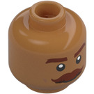 LEGO Medium Dark Flesh Minifigure Head with Decoration (Recessed Solid Stud) (3274)