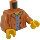 LEGO Medium donker vleeskleurig Open Jasje met Drie Knoppen over Sand Blauw Shirt Vrouwelijk Torso (973 / 76382)