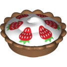 LEGO Mittleres dunkles Fleisch Pie mit Weiß Cream Filling mit Strawberries (12163 / 32800)